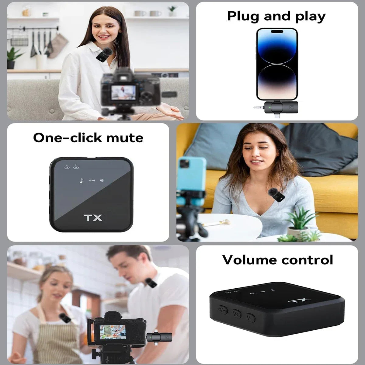 3-in-1 Wireless Lavalier Microphone