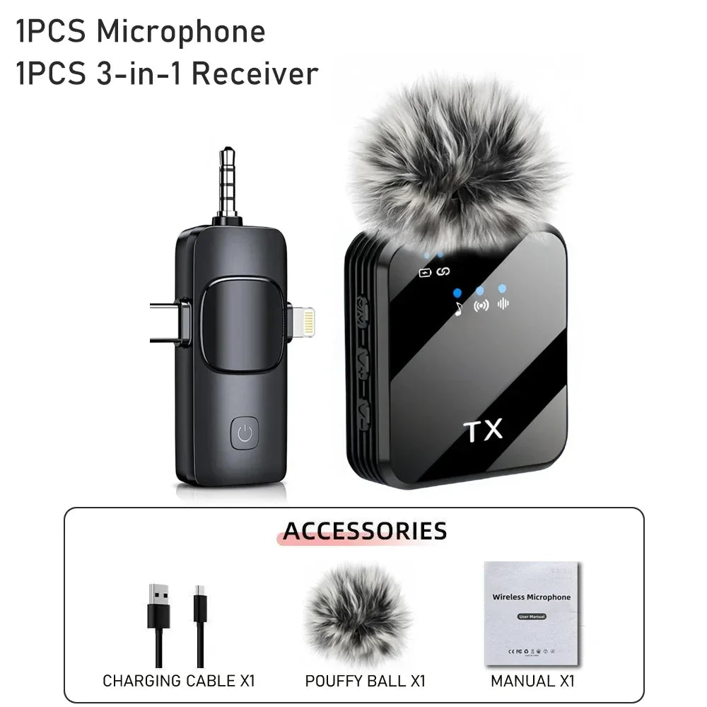 3-in-1 Wireless Lavalier Microphone