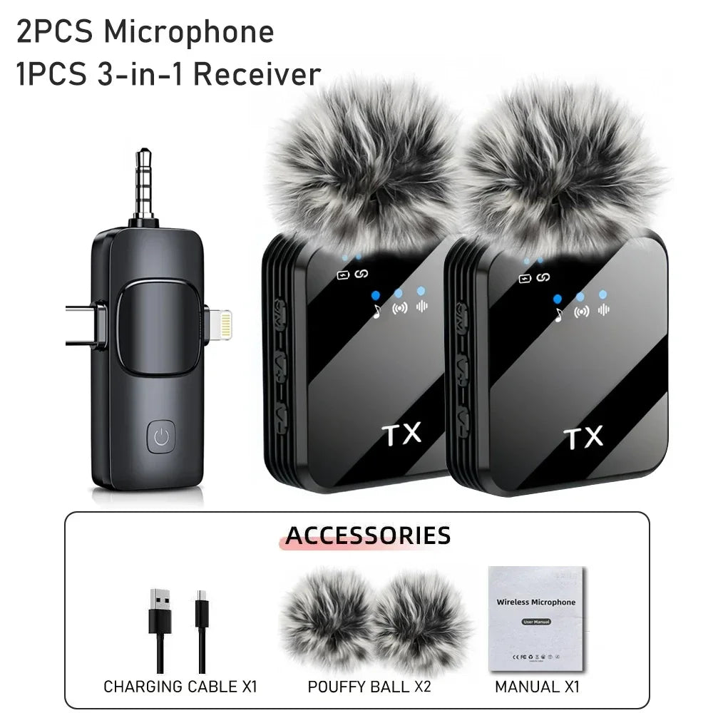 3-in-1 Wireless Lavalier Microphone