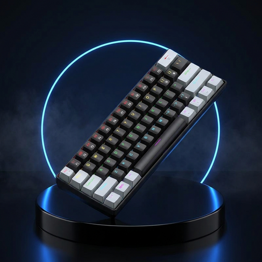 K61 Phantom mechanical keyboard on a dark studio podium
