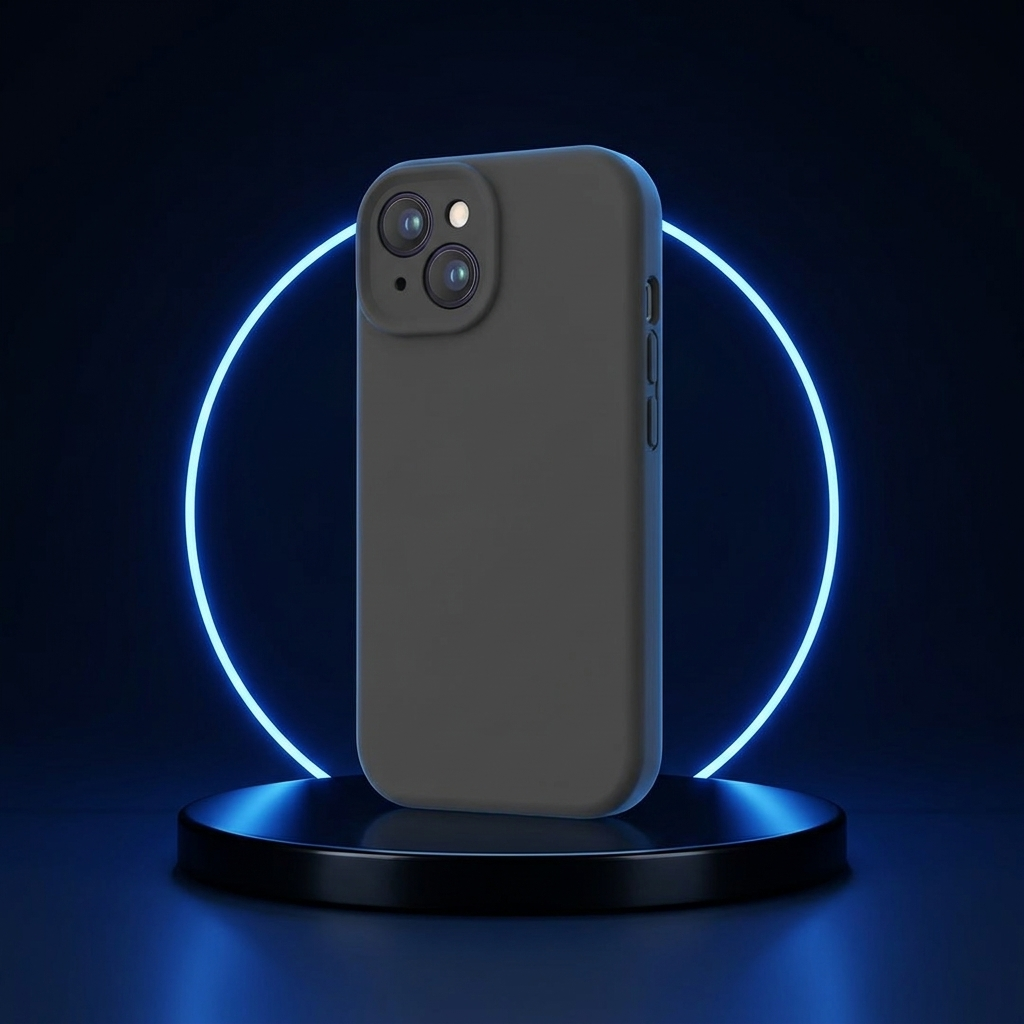 MatteShield phone case on a dark studio podium